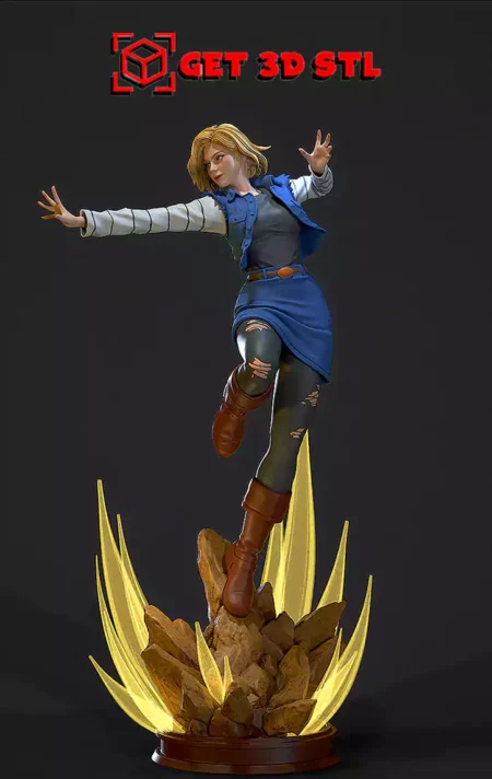 Android 18 Realistic Sculpture STL 3D Print Model
