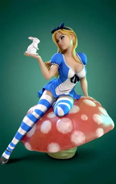 Alice with Rabbit STL 3D Print Model