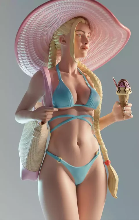 Cammy Bikini Beach Outfit STL 3D Print Model