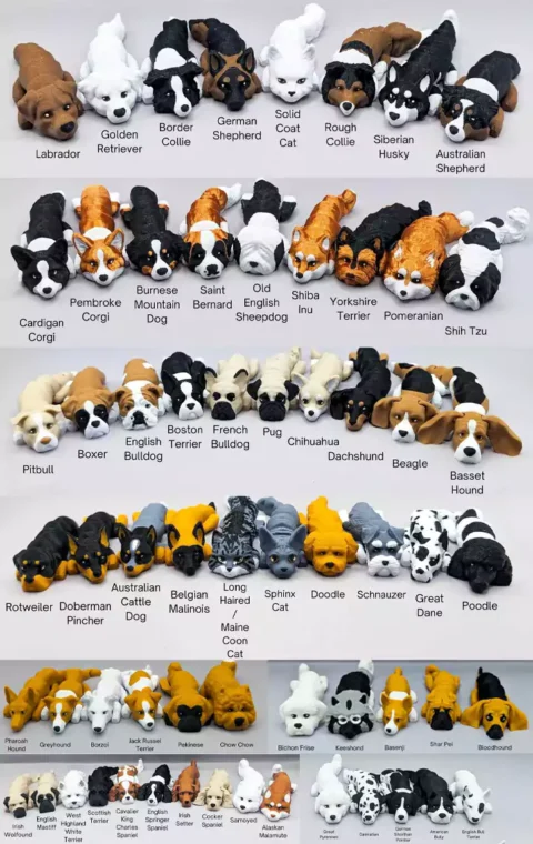 Dogs Articulated Flexi Toy Keychain Pack STL