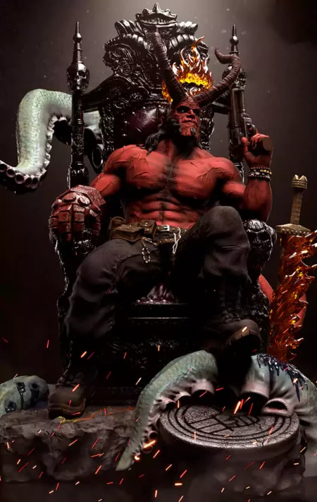 Hellboy on Throne STL 3D Print Model