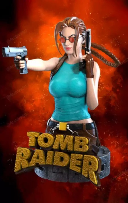 Lara Croft Bust STL 3D Print Model