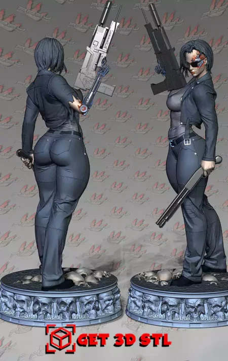 Terminator Girl and Glasses STL 3D Print Model