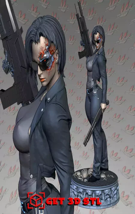 Terminator Girl and Glasses STL 3D Print Model