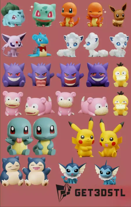 Chibi Pokemon Collection Pack 3D Print STL Model