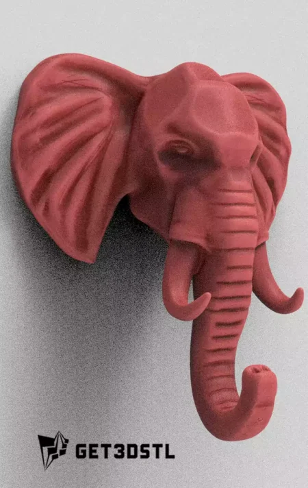 Elephant Wall Hook STL 3D Print File