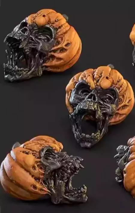 Evil Pumpkin Skulls STL Model for 3D Printing