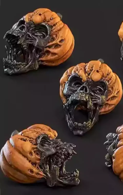 Evil Pumpkin Skulls STL Model for 3D Printing