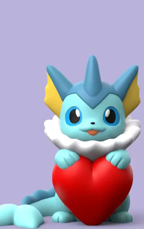 Pokemon Valentine Vaporeon STL 3D Print Model