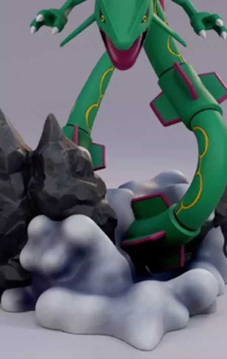 Rayquaza Statue and Flexi STL 3D Print Model