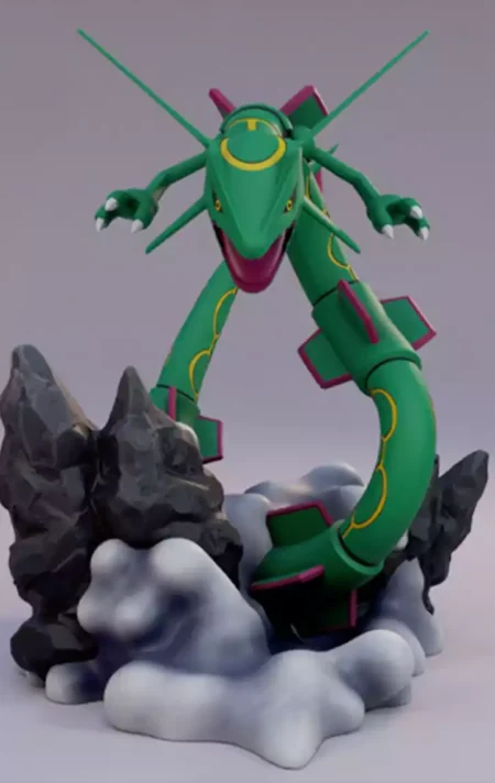 Rayquaza Statue and Flexi STL 3D Print Model
