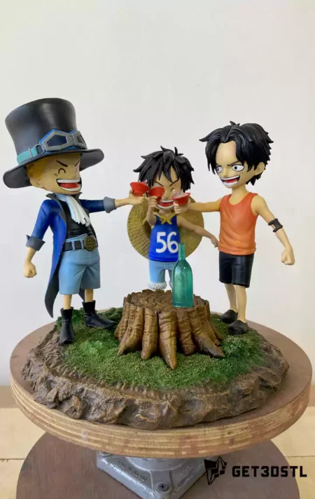 Ace Luffy and Sabo STL 3D Print Model