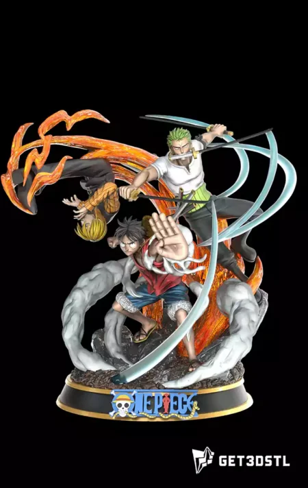 Luffy One Piece Sanji Zoro STL Files Diorama