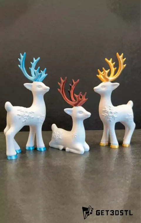 Christmas Deer STL 3D Print Model