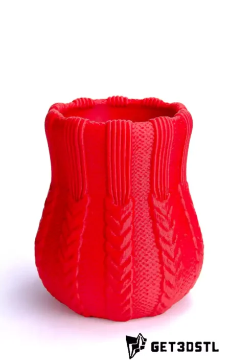 Knitted Christmas Vase STL 3D Print Model