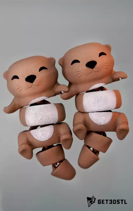 Cute Otters Flexi 3D Keychains STL Models