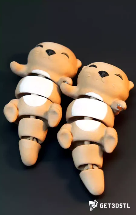 Cute Otters Flexi 3D Keychains STL Models