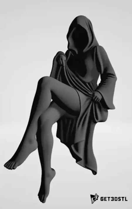 Mysterious Cloaked Woman STL 3D Print Model