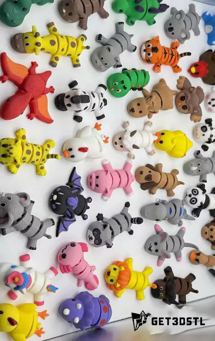 3300 Mini Cute Flexi Animals STL & 3MF Print Models