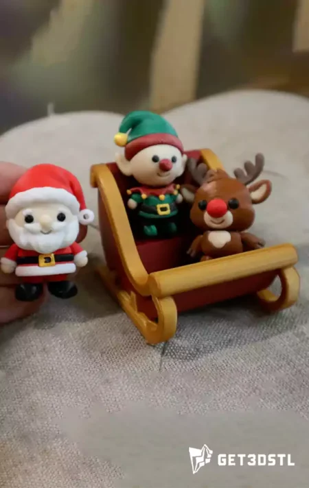 Christmas Santa & Rudolph Minis 3D Model