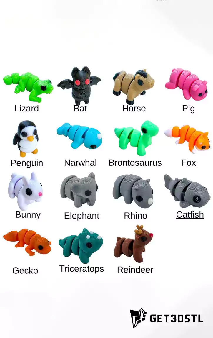 Flexi Mini Animals Pack 200 STL & 3MF Models
