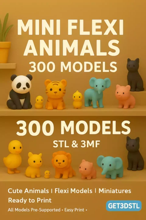 Flexi Mini Animals Pack 300 STL & 3MF Models