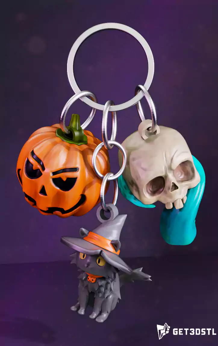 Halloween Keychain 3D pack STL Files