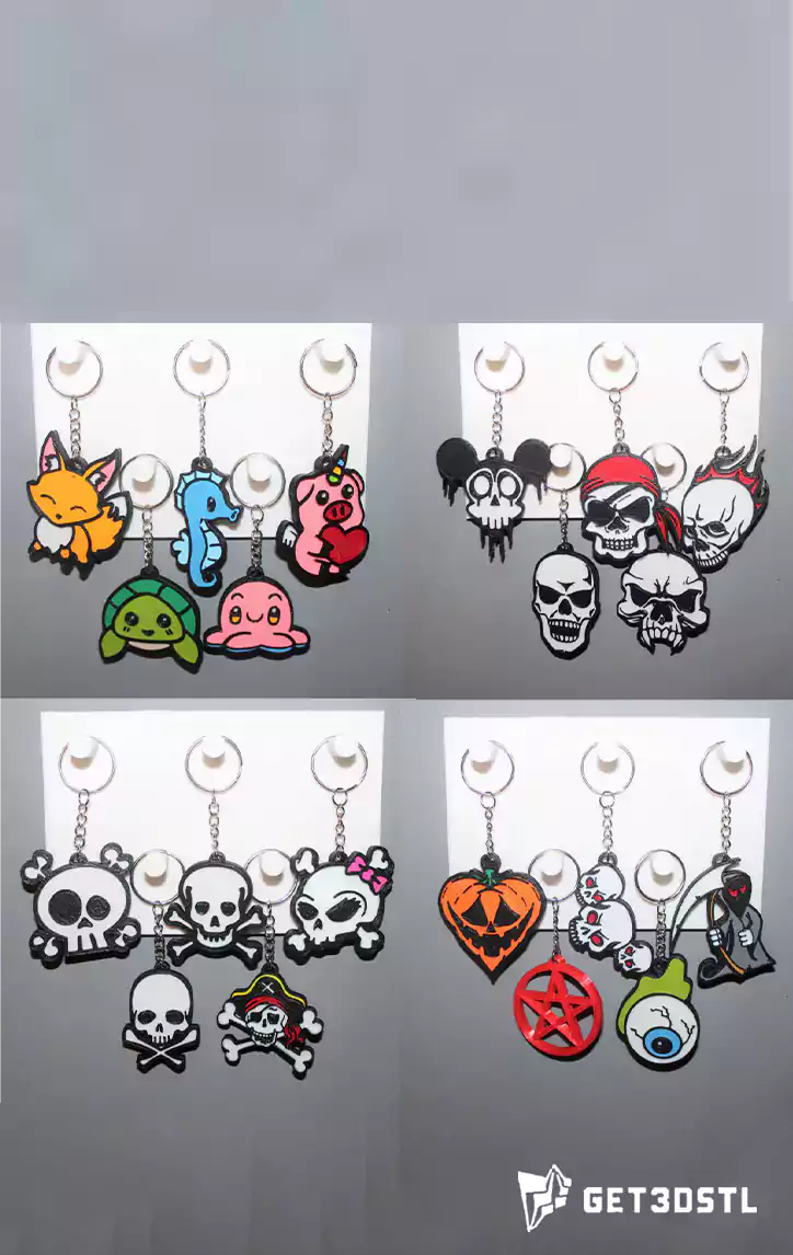 Keychain 500 STL 3D Model Pack Printable