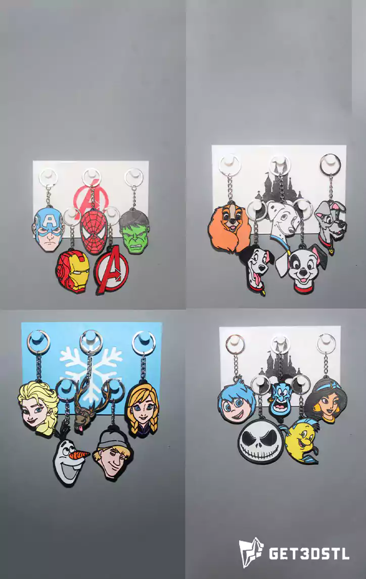 Keychain 500 STL 3D Model Pack Printable