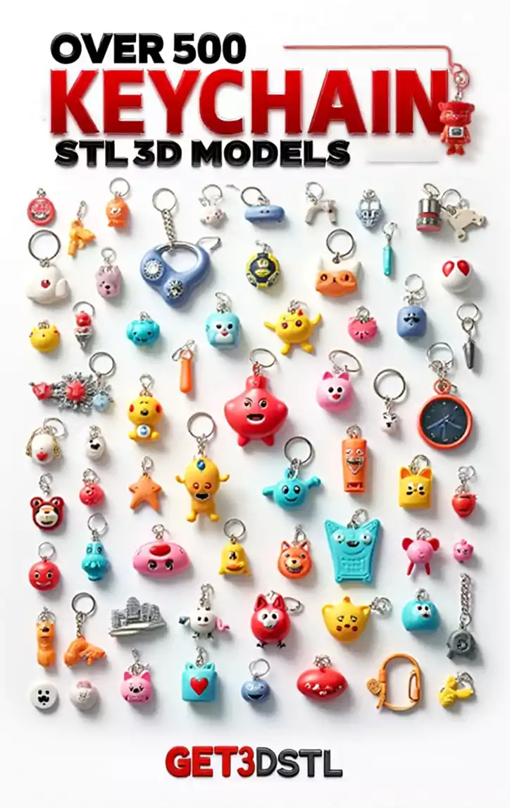Keychain 500 STL 3D Model Pack Printable