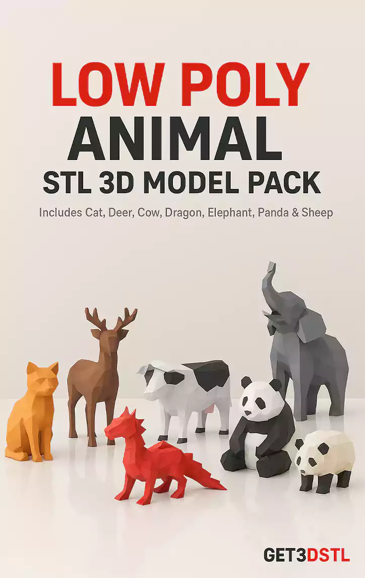 Low Poly Animal STL 3D Model Pack