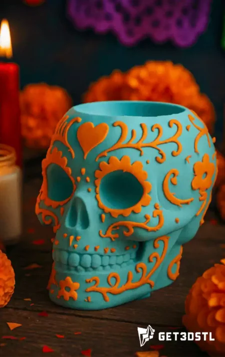 Sugar Skull Holder STL 3D Model