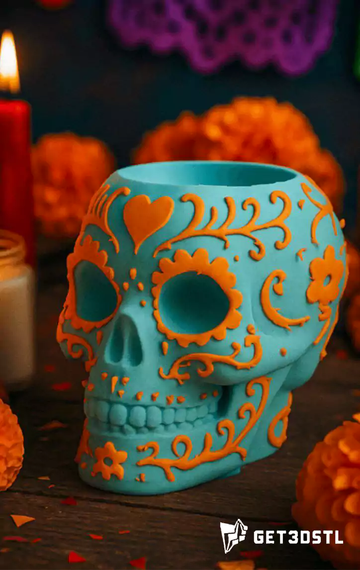 Sugar Skull Holder STL 3D Model
