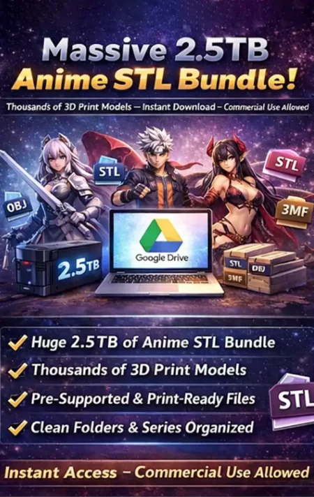 High-poly anime STL files – Clean, optimized, 3D print-ready