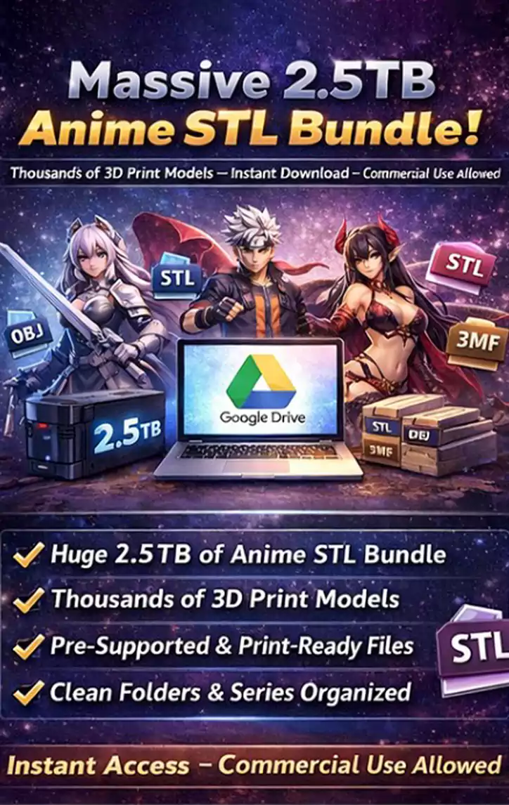 High-poly anime STL files – Clean, optimized, 3D print-ready