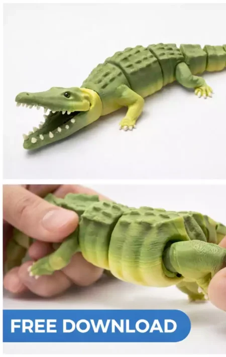 Free Articulated Crocodile STL Flexi Print