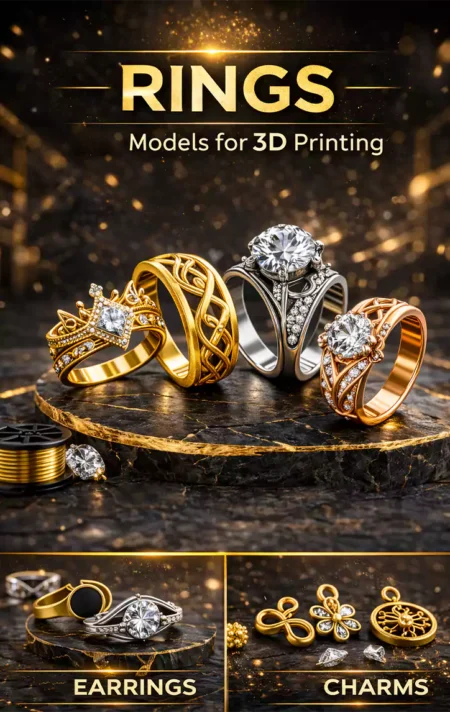 Jewelry STL FILES 200 Models Rings Earrings Pendants