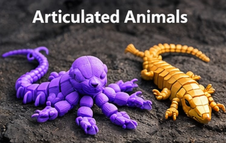articulated animal 3D printable models 2026 flexi octopus and lizard STL files