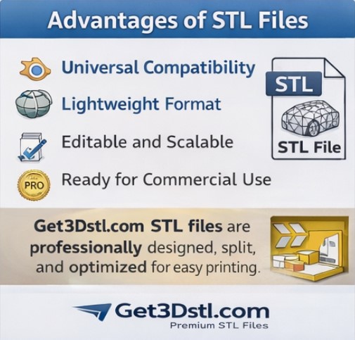 Advantages of STL files for 3D printing with Get3Dstl.com ready-to-print models
