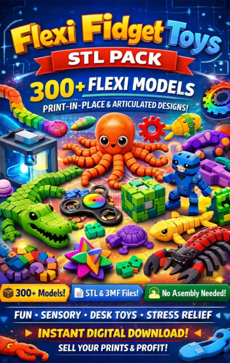 300+ Flexi Fidget Toys STL files pack