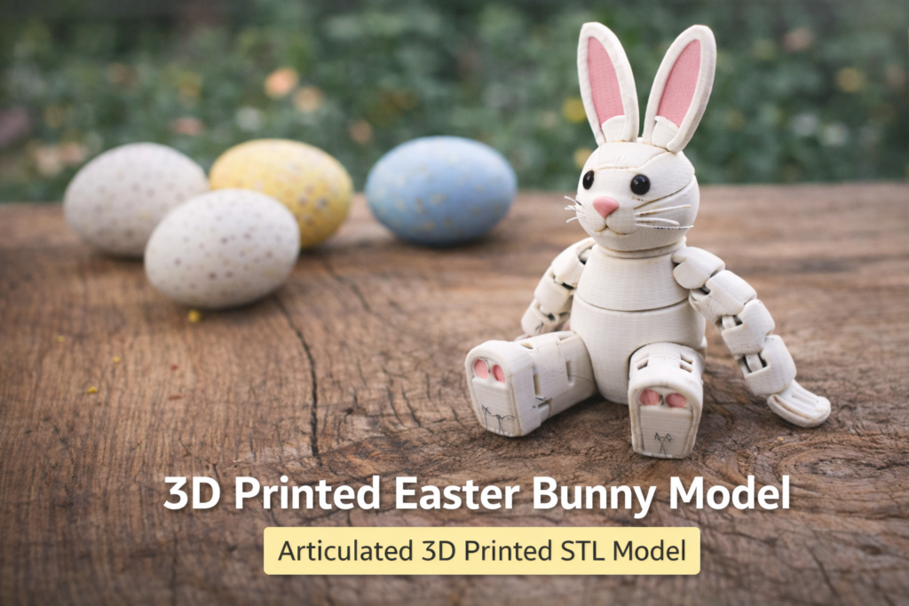 articulated 3d printed easter bunny model