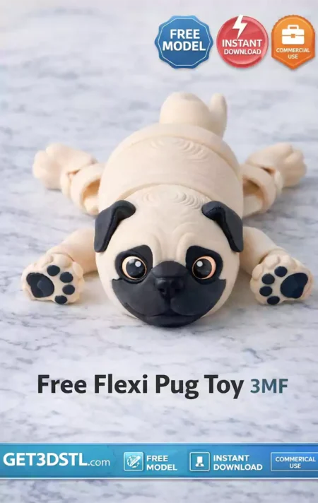 Free Flexi Pug Toy 3MF