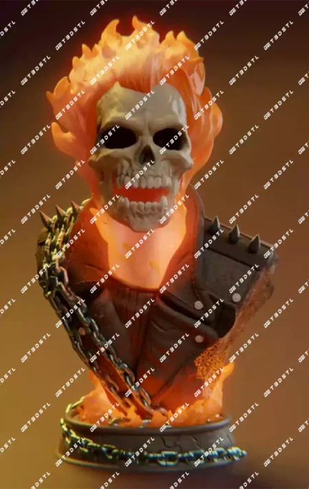 Ghost Rider Skull Bust STL 3D Print Model