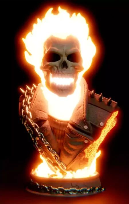 Flaming skull bust STL for resin printing