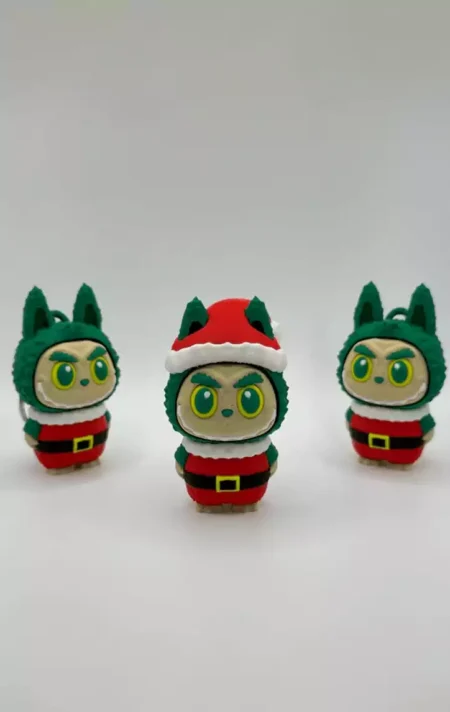 Cute Labubu Grinch clicker STL model for 3D printing