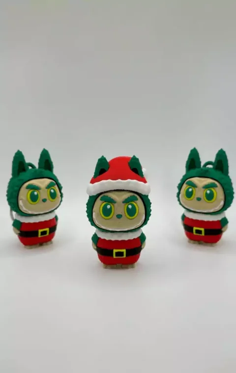 Cute Labubu Grinch clicker STL model for 3D printing