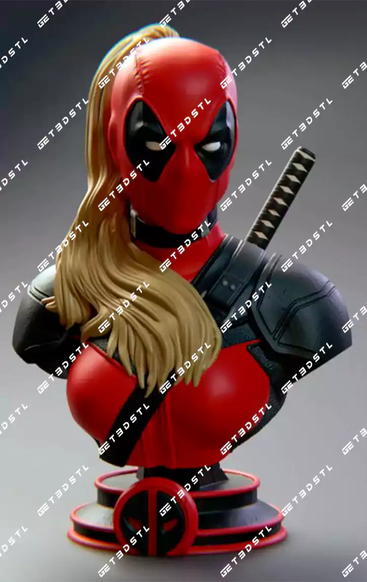 Lady Deadpool Bust STL 3D Print Model