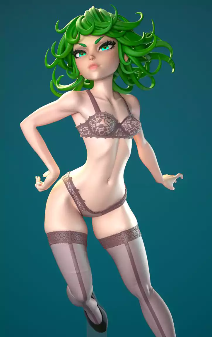 Detailed Tatsumaki anime statue STL