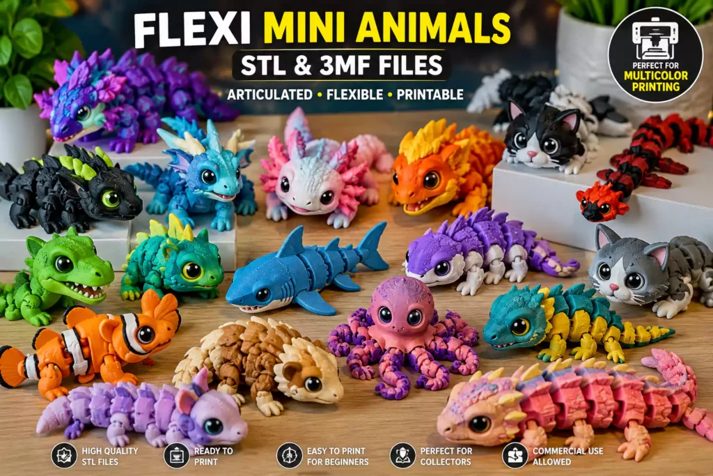 Flexi Mini Animals STL & 3MF Files