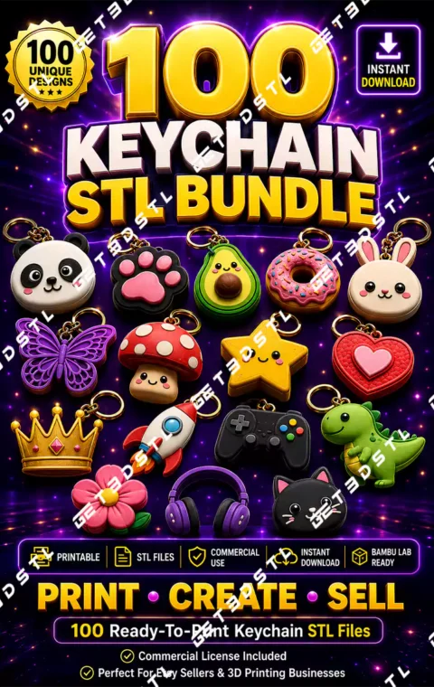 100 Keychain STL Bundle